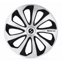 Juego De Tapacubos Sparco Wheels Sicilia 16-Pulgadas Silver/Negro/Carbono Sparco Wheels